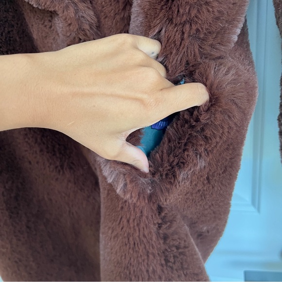 Mango Lapels Faux Fur Brown Tobacco Coat - Picture 13 of 16